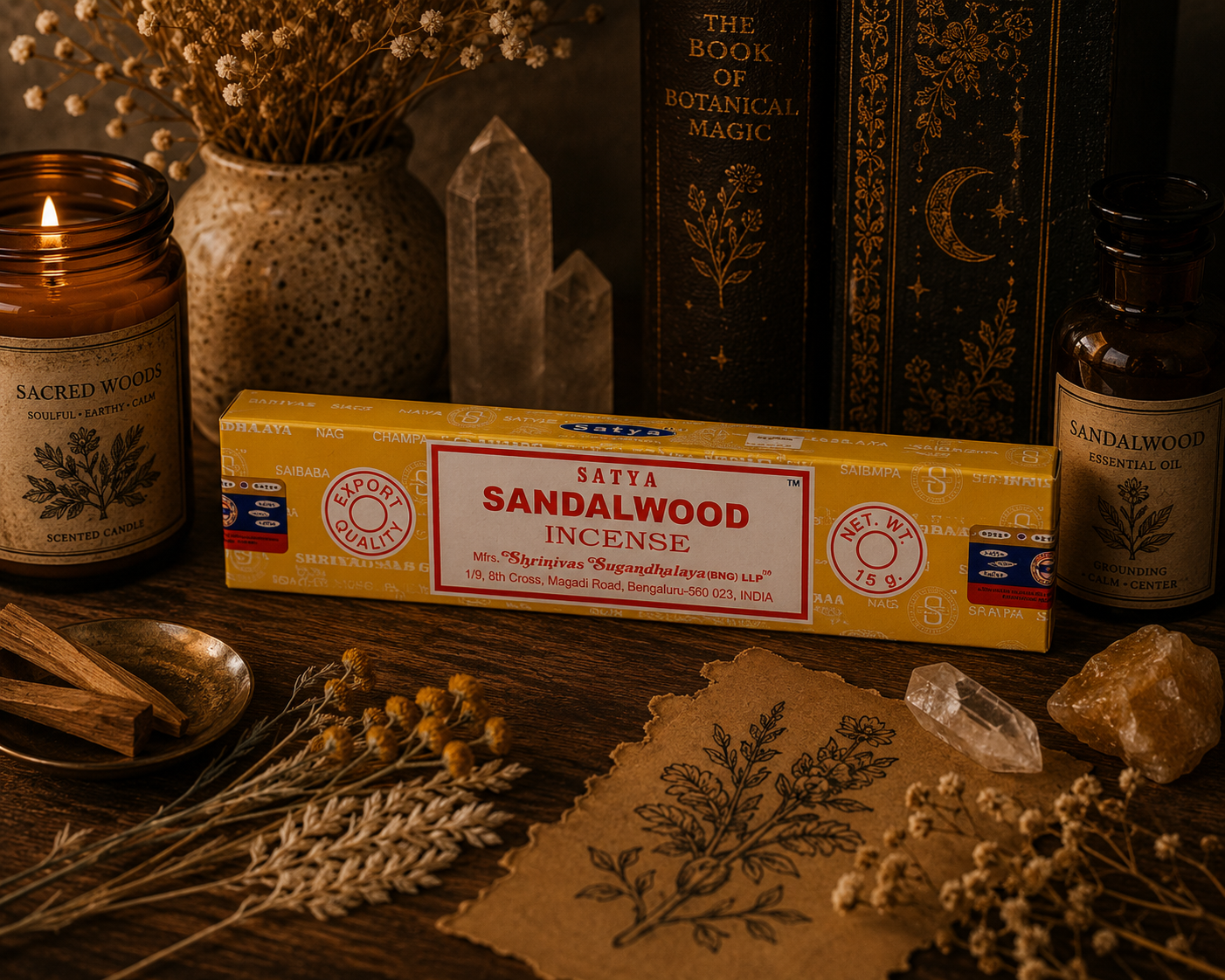 Packs of Sandalwood Incense Sticks by Satya
